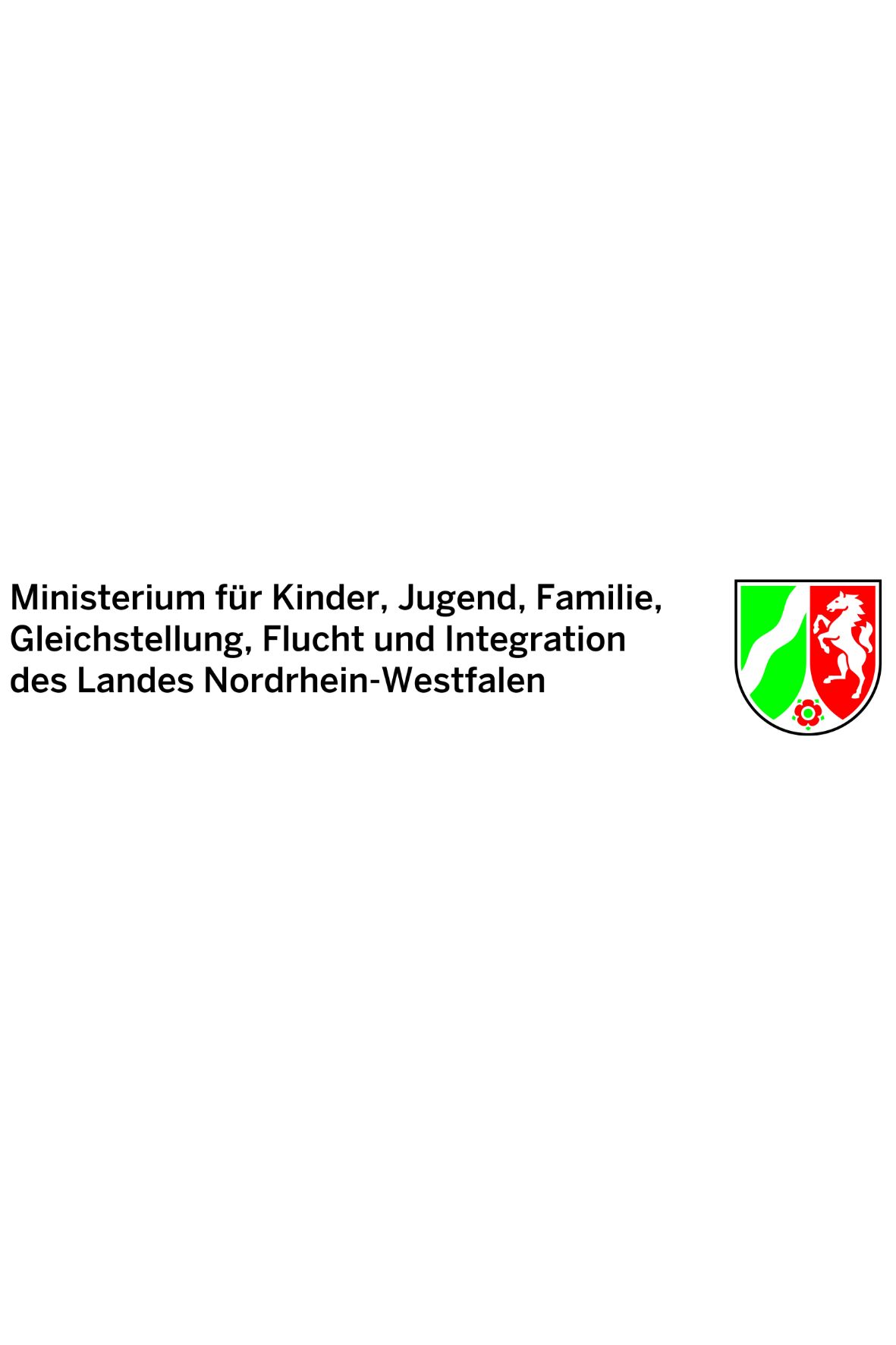 Logo Ministerium für Kinder Jugend, Familie, Gleichstellung, Flucht und Integration des Landes Nordrhein-Westfalen